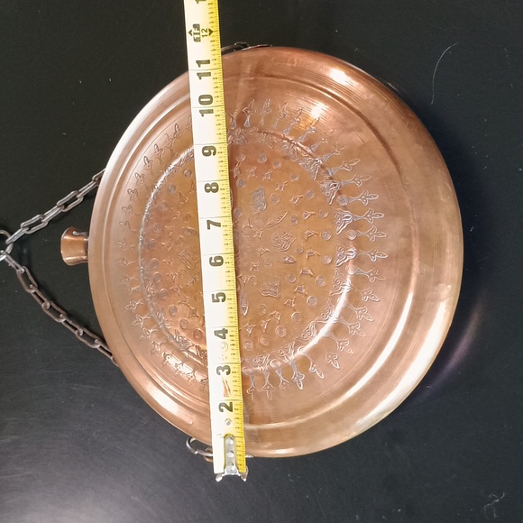 Vintage Copper Hanging Pot / Canteen with Chain Decor - Picture 7 of 11